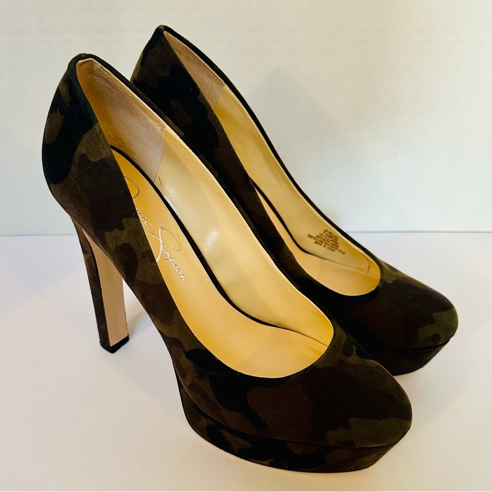 Camouflage Jessica Simpson Nellah Platform Stiletto Pumps Shoes Sz 7.5 Pristine